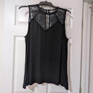 Torrid Black Lace Trim Sleeveless Blouse - Plus Size 2X - Romantic Goth